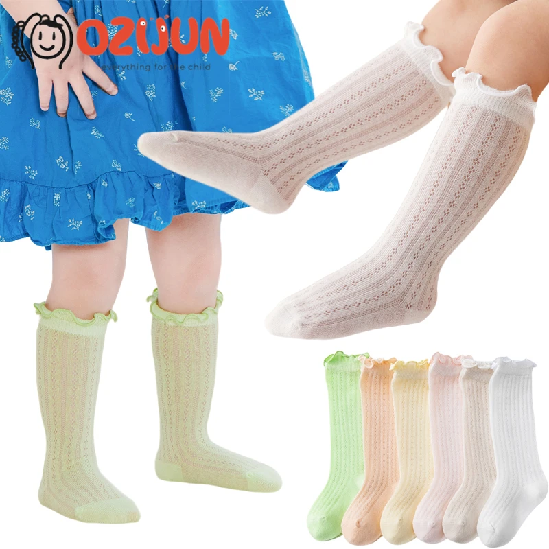 

NEW Summer 0-5 Years Toddler Newborn Knee High Cotton Knit Mesh Breathable Infant Stockings Baby Girls Dress Ruffled Tube Socks