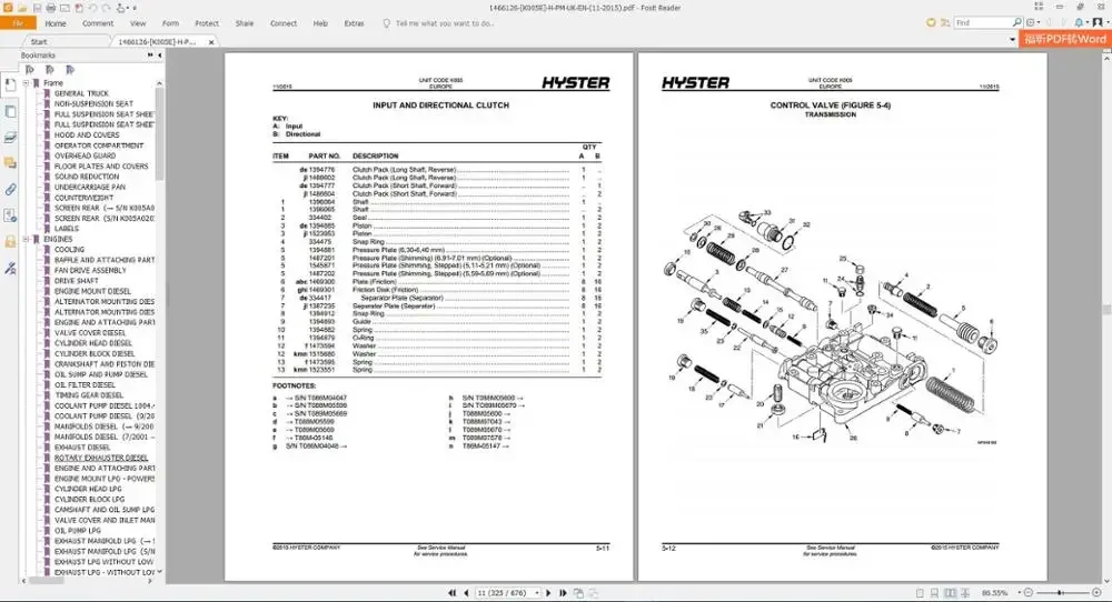 Вилочный погрузчик Hyster Все модели UK-EU PDF DVD 64 ГБ Руководство по запчастям