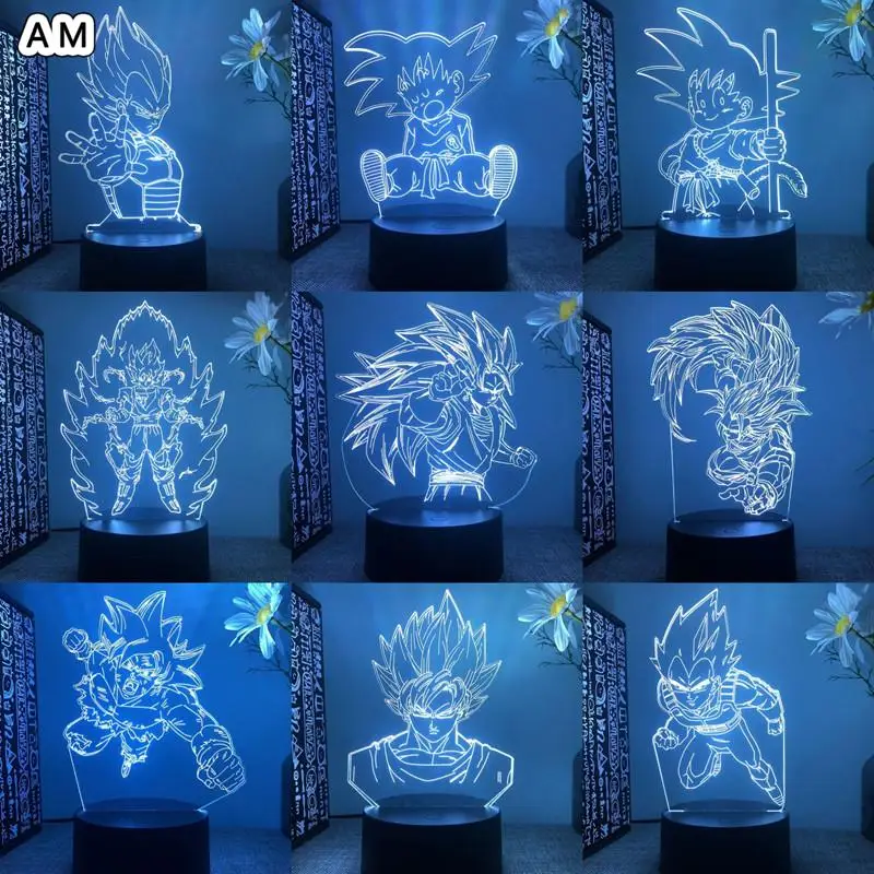 Anime Dragon Ball Z Lamp Figure Son Goku Super Saiyan 3D Led Night Light Child Manga Gift Color Changing Action Figure Model Toy