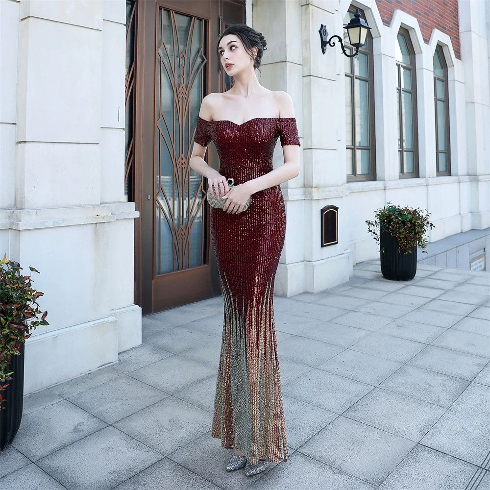 

New Year's Sequin Fishtail Long Dress Car Show Housing Show Celebration Exhibition Ceremony Host Dress