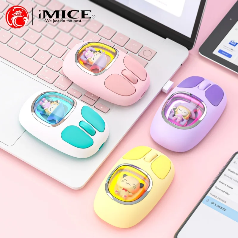 Фото Оригинальная Bluetooth-мышь IMICE с двойным режимом, милая кукла с зарядкой от USB, беспроводная, игровая, офисная, персонализированная №4