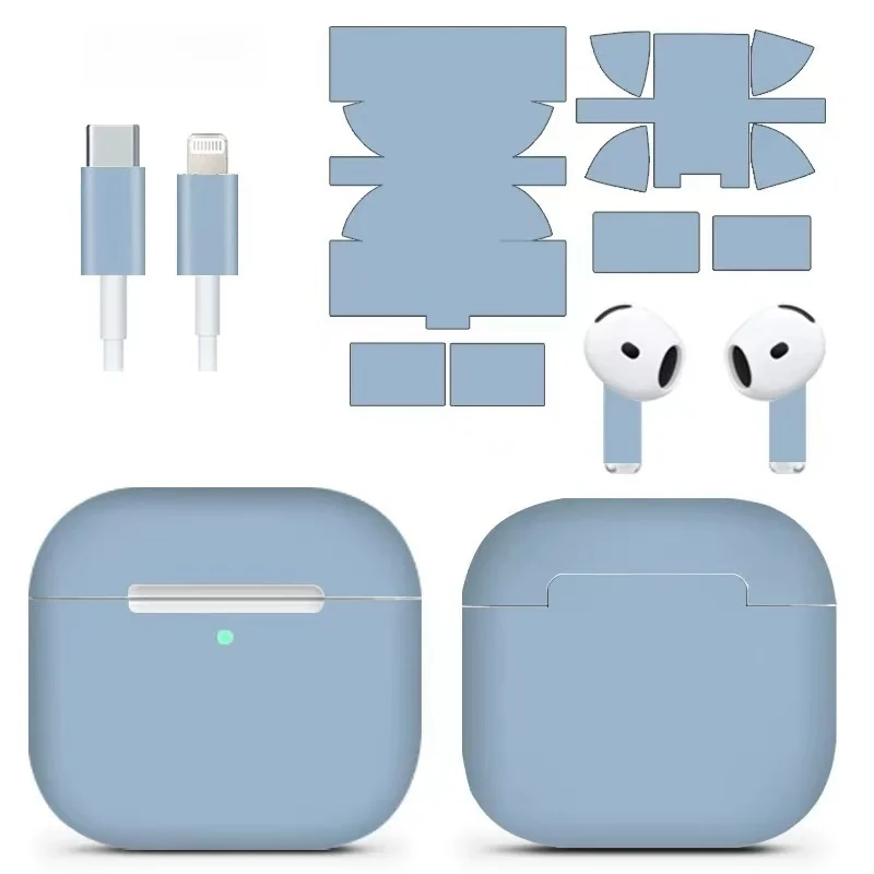 Фото 2 шт. матовая наклейка для AirPods Pro 2, защитная пленка для всего тела, однотонная пленка для AirPods pro 3, наклейка №4