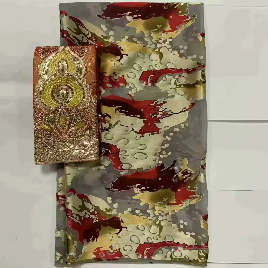 5 + 2 ярда/комплект шёлковая ткань с швейцарской вуалью