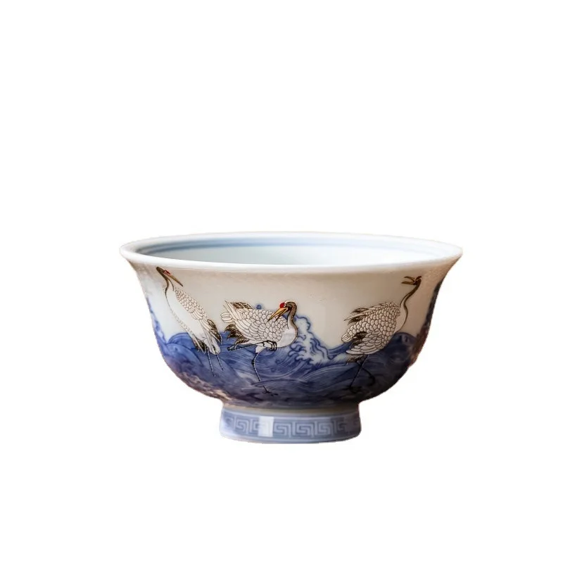 Цзиндэчжэнь Qitang античная грязь синий и белый морской журавль керамическая