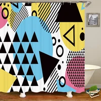 geometric pattern waterproof shower curtain modern home decor polyester fabric window curtain for bathroom long hanging cloth