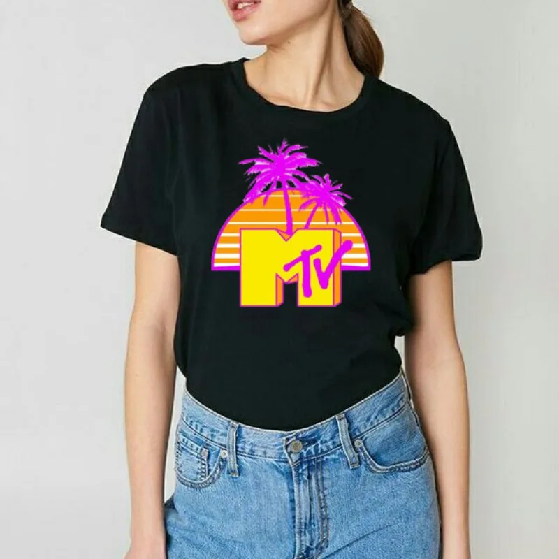 Футболка MTV с логотипом на весну Классическая хлопковая рубашка графическим