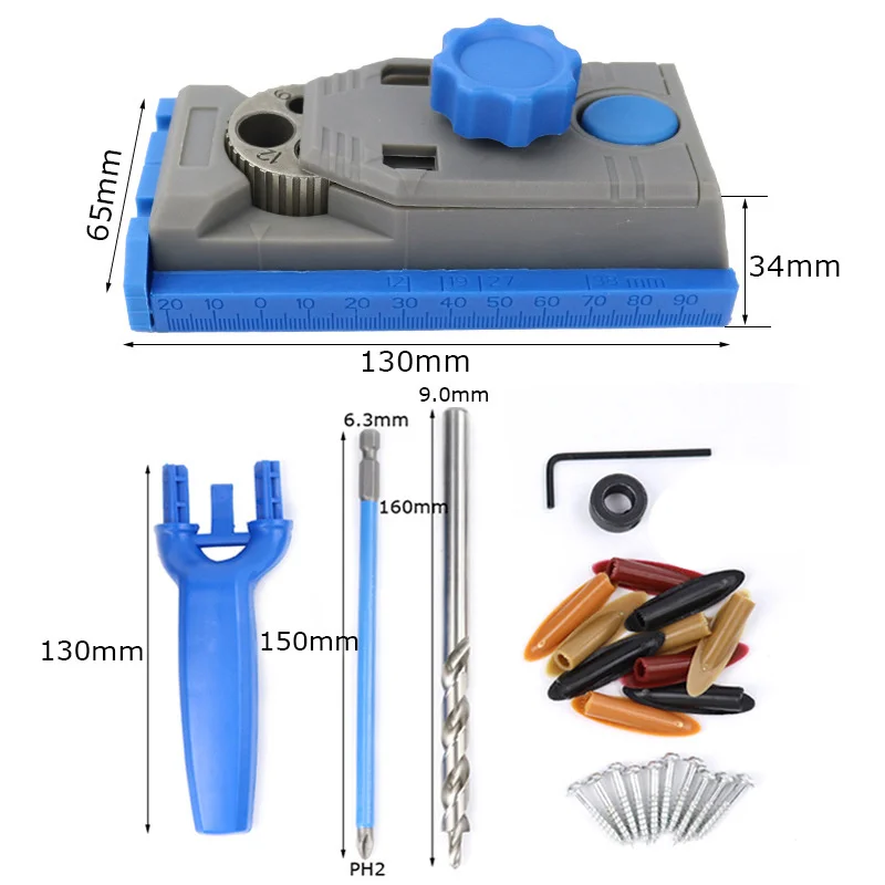 Woodworking Doweling 6/8/10/12mm Pocket Jig Kit Straight Inclined Hole Puncher Drill Guide Carpentry Tools Locator enlarge