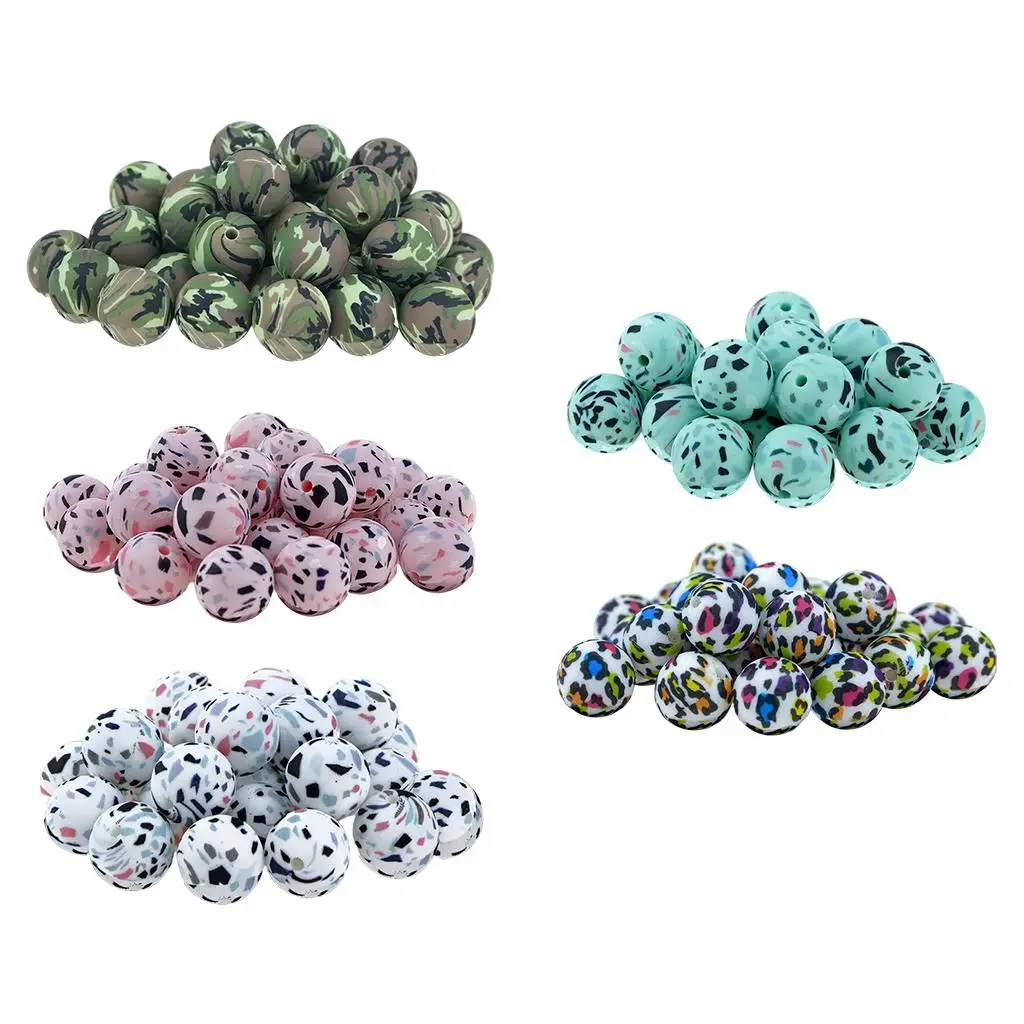

20pcs 15mm Silicone Teether Beads BPA Free Loose Teething Beads Jewelry Chewable Nursing Necklace Accessories Infant Gift