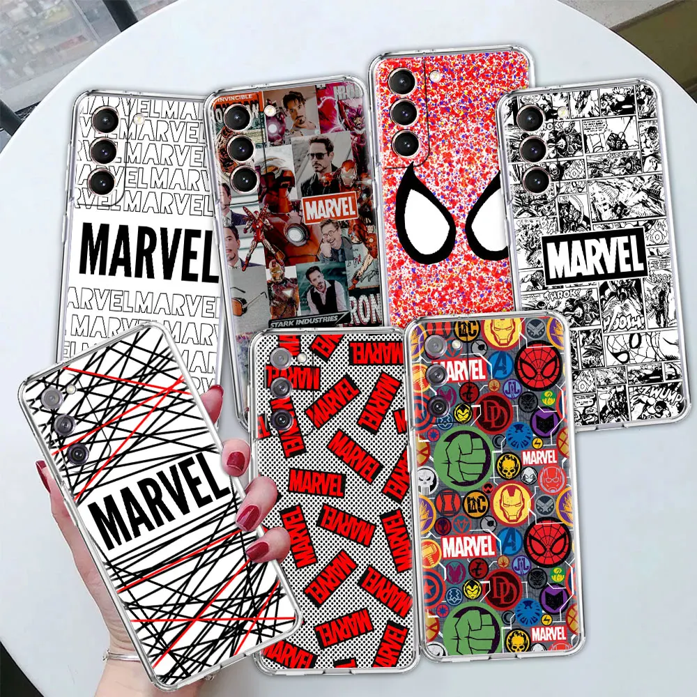 

Marvel Logo Avengers Case for Samsung Galaxy S20 FE S22 Ultra S21 Plus S10 S9 S8plus Note 20 9 10 Clear Soft Phone Cover Funda