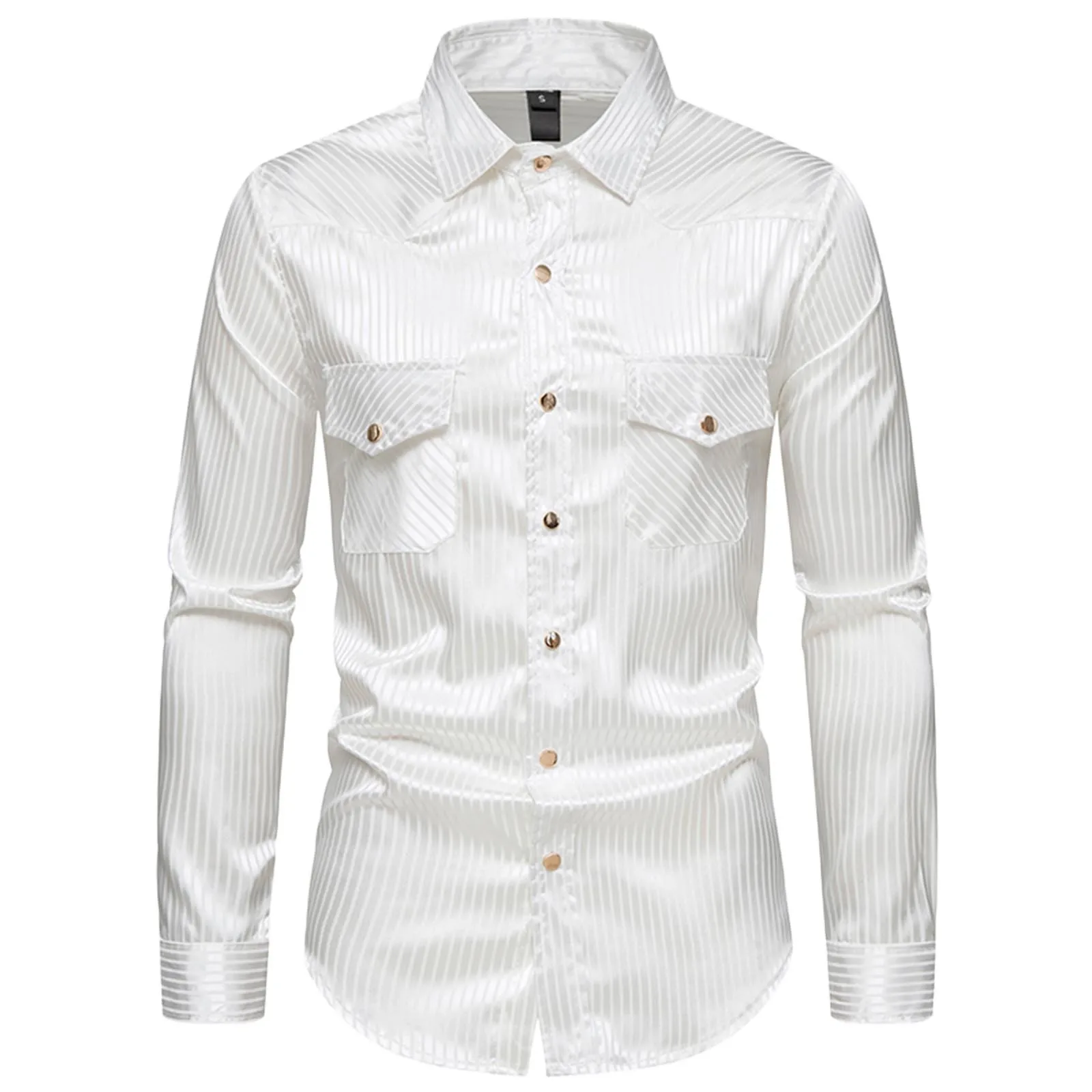 

Male Casual Autumn Splice Striped Shirt Turn Down Collar Pocket Button Blouses Camisas De Hombre Streetwear Slim Cardigan