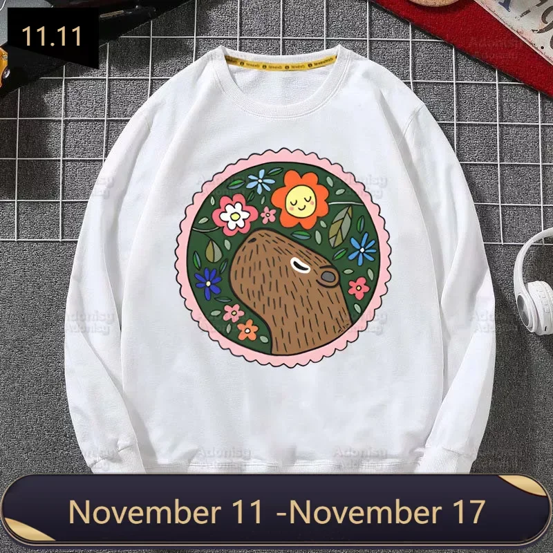 

Кавайные Модные мужские толстовки Capybaras на весну и осень, мужские повседневные толстовки, милые толстовки с мультяшными животными, мужские топы