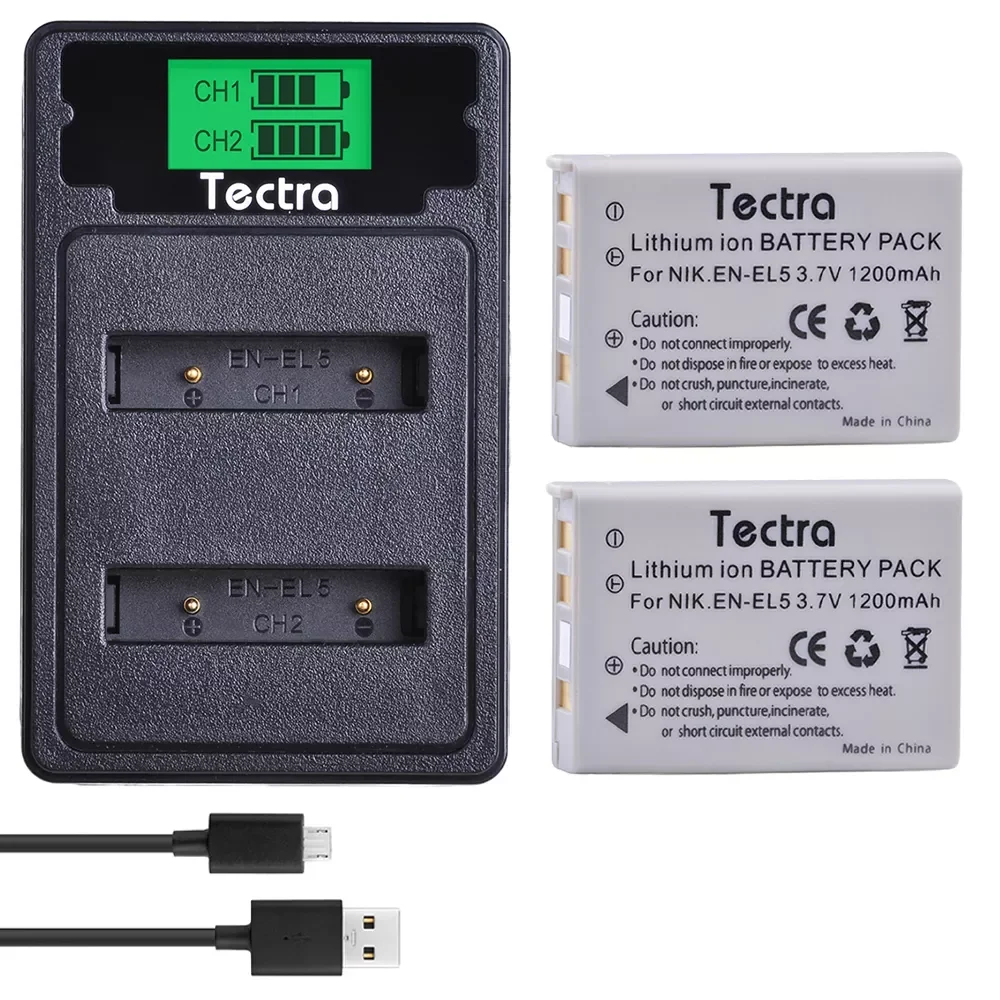 

EN-EL5 ENEL5 Camera Battery& LCD USB Charger for Nikon Coolpix P530 P520 P510 P100 P500 P5000 P5100 P6000 3700 4200