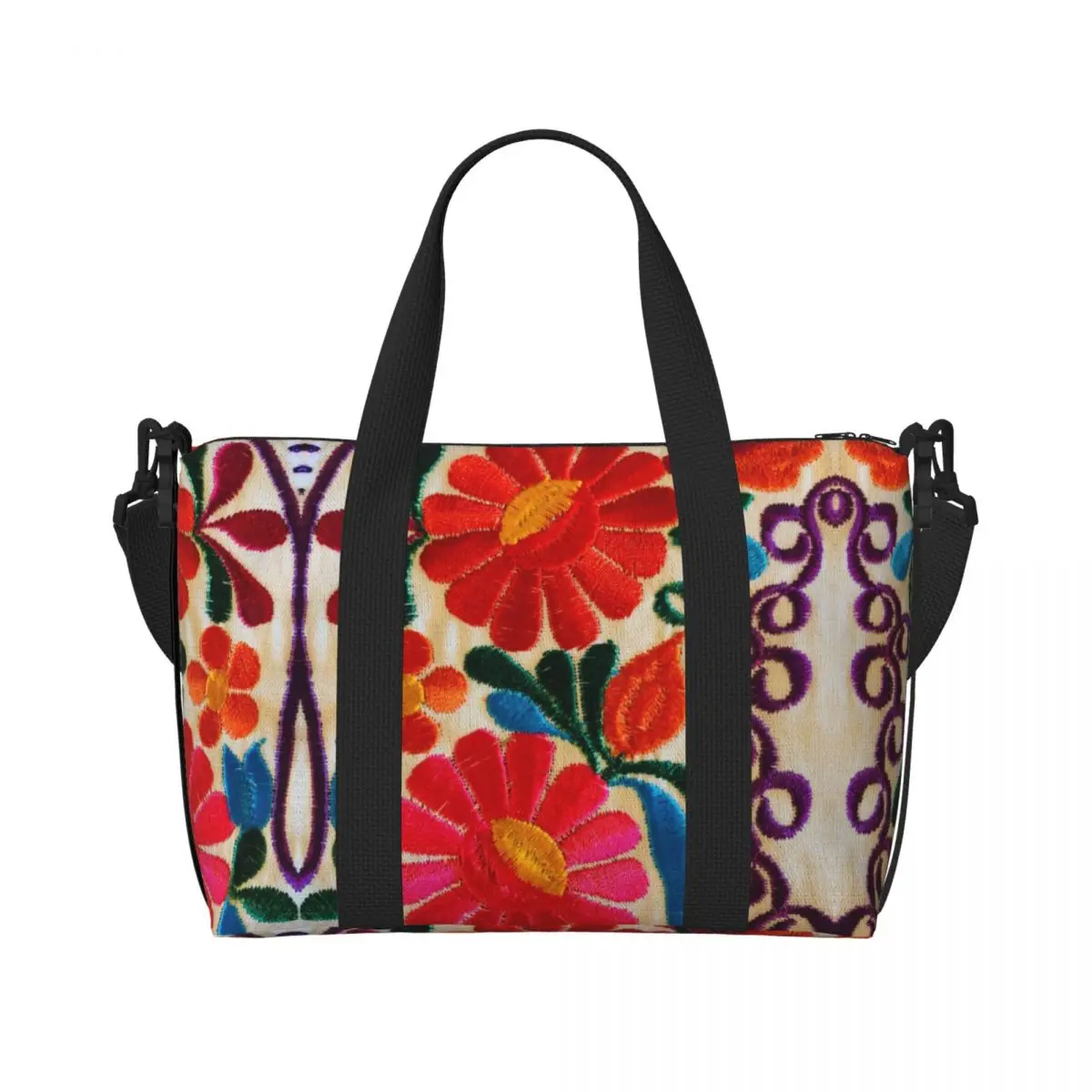 Изготовленная на заказ сумка-тоут с мексиканскими цветами и вышивкой для женщин
