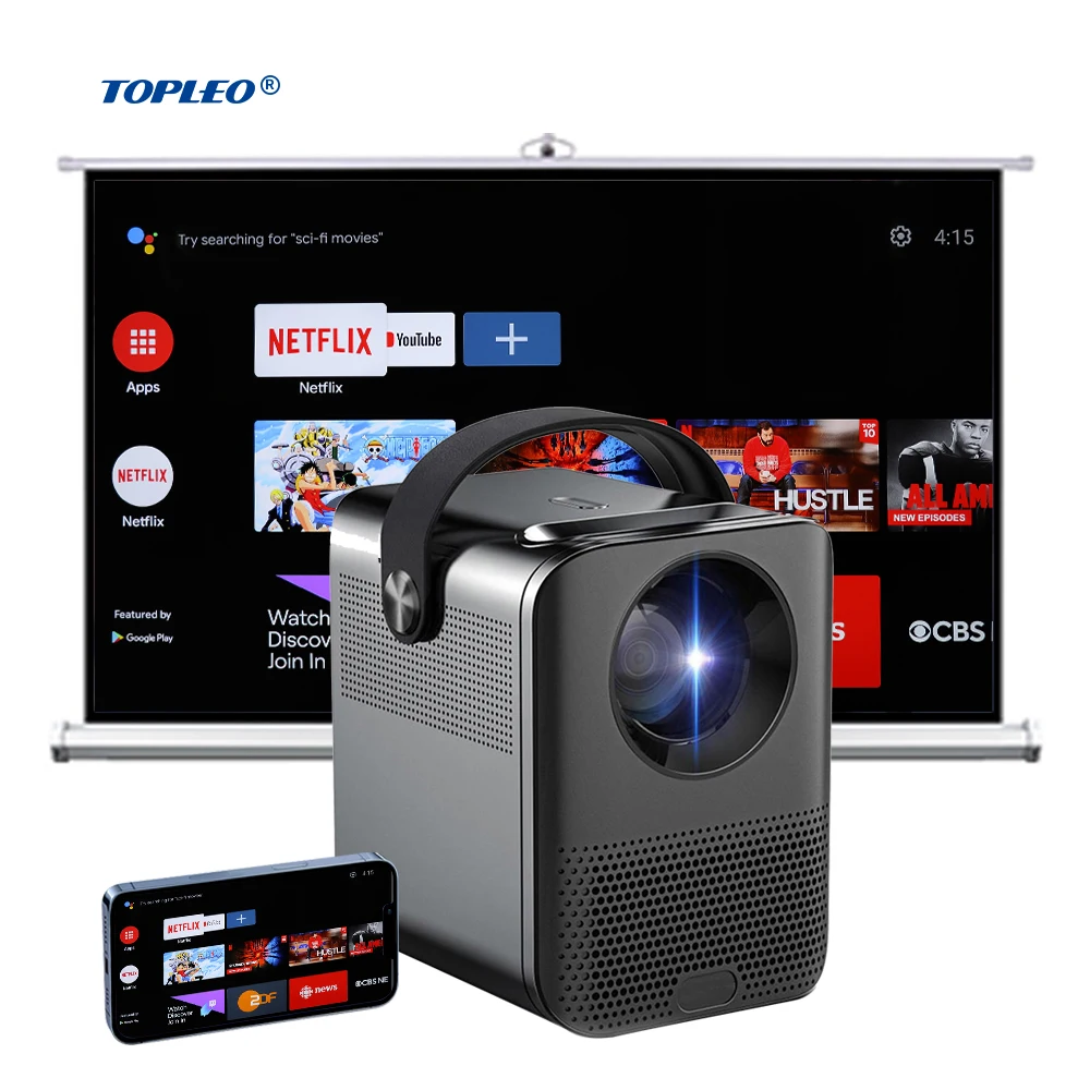 

Topleo 200ANSI Lumens smart projector 1080p Full Hd 4k Video Home Theater Multimedia Beamer Lcd Portable Android Tv Projector
