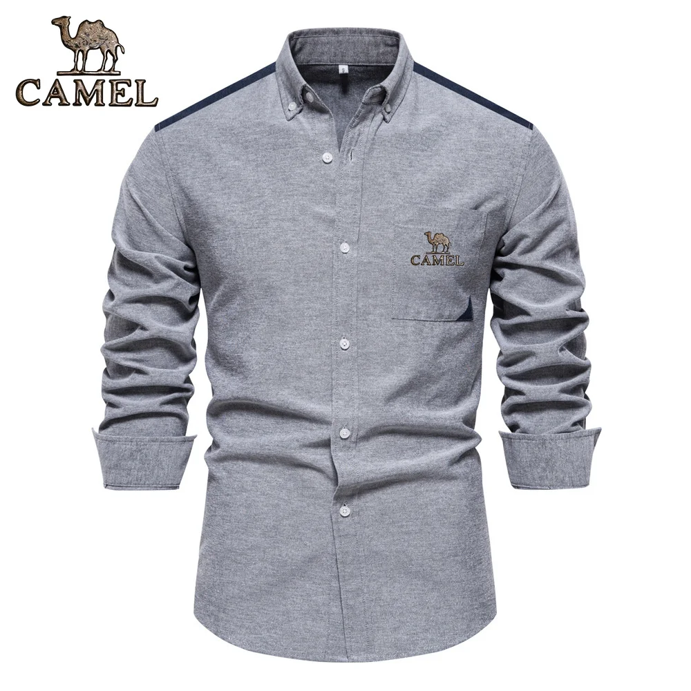 Мужская рубашка из ткани Оксфорд Повседневная универсальная с длинным рукавом в