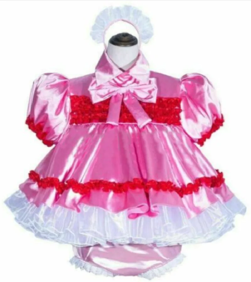 

French Adult Baby Giant Doll Pink Dress and Apron Sissy Gothic Crossdresser Party Daily Unisex Dress Lolita Role Playing Maid