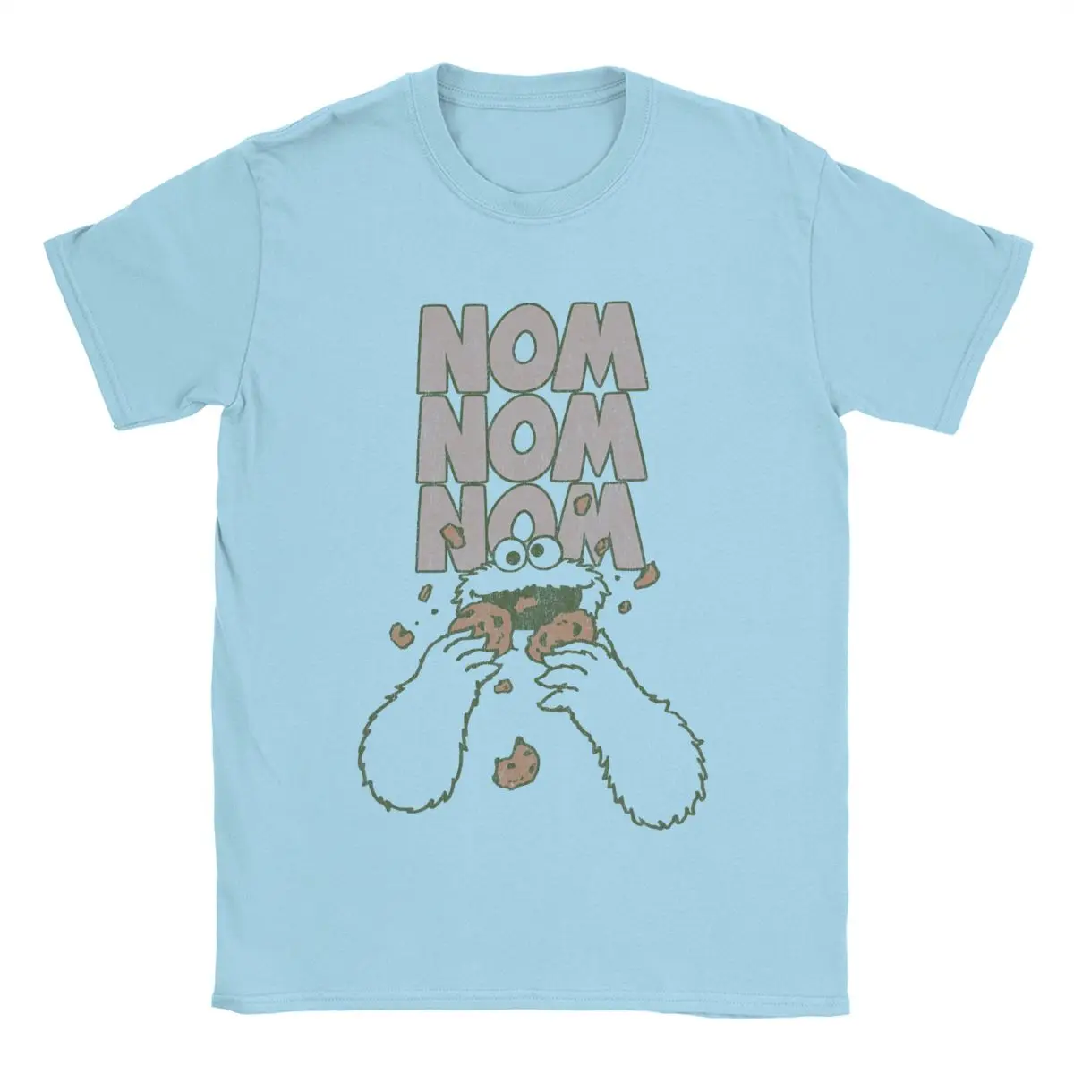 

Men Sesame Street Nom Nom Cookie Monster T Shirts Pure Cotton Clothing Vintage Short Sleeve Crewneck Tee Shirt Classic T-Shirts