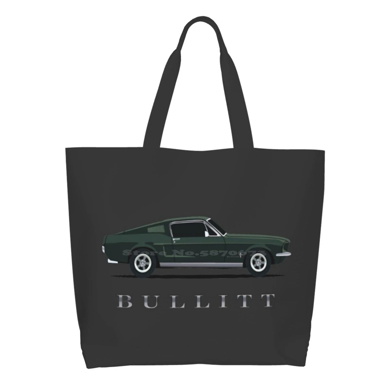 

Bullitt Reusable Shopping Bag Tote Large Size Gt Shelby Muscle Car Tuning Classic Modern Bullitt Bullit Fastback Mach Gt500