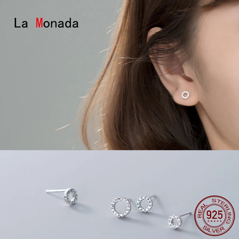 

La Monada Circle Round Minimalist Sterling Silver Stud Earrings Women Fine In 925 Silver Jewelry Woman Earrings Stud Silver 925