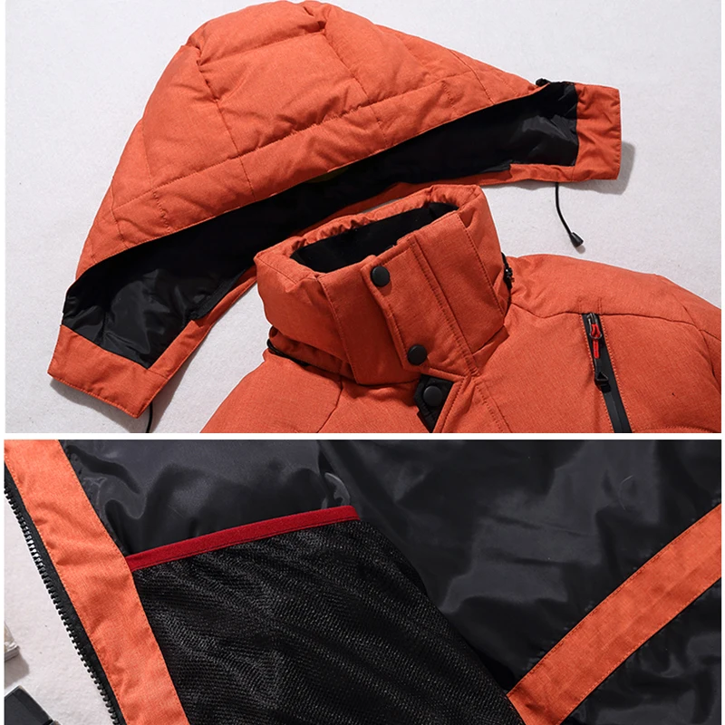 Winter Warm Men Jacket Coat White Duck Down Parka Thick Puffer Stand Thick Hat High Quality Overcoat Fashion Down Jacket Men