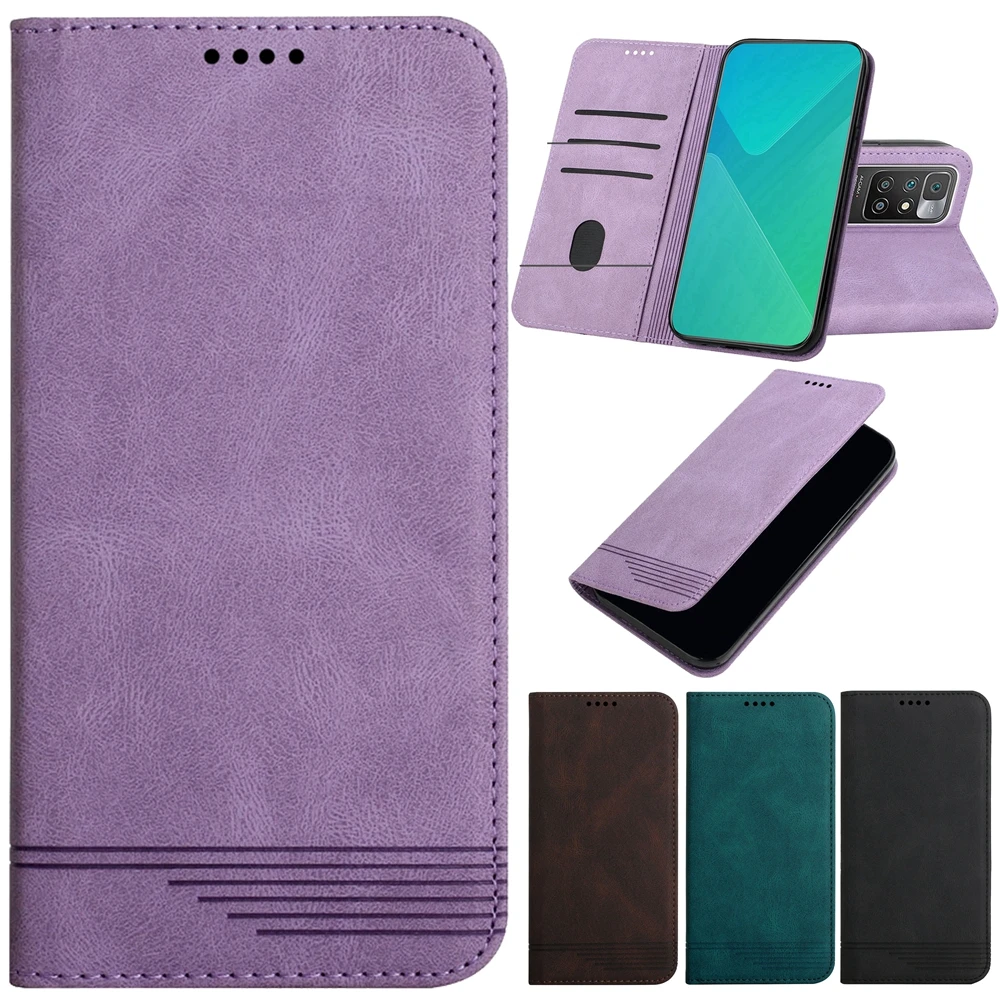 

Funda Xiomi Redmi10 Leather Case for Xiaomi Redmi 10 Prime Cases Luxury Line Magnetic Wallet Flip Phone Back Cover Women Capinha