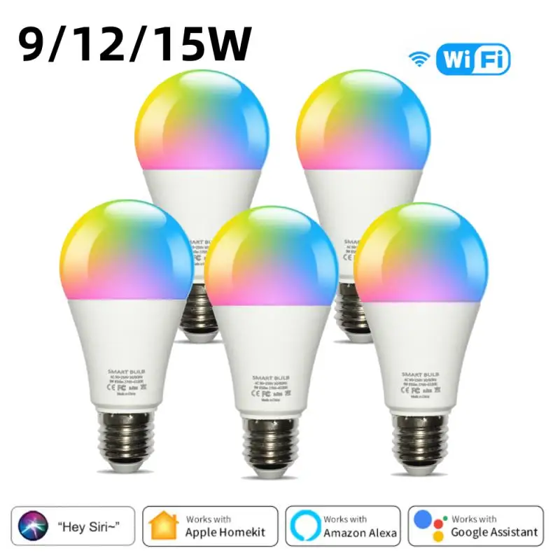 

1/3/5PCS Homekit Smart Light Bulb 9/12/15W E27 RGB CW Dimmable Magic Light Alexa Google Home Siri Voice Control LED Timer Lamp