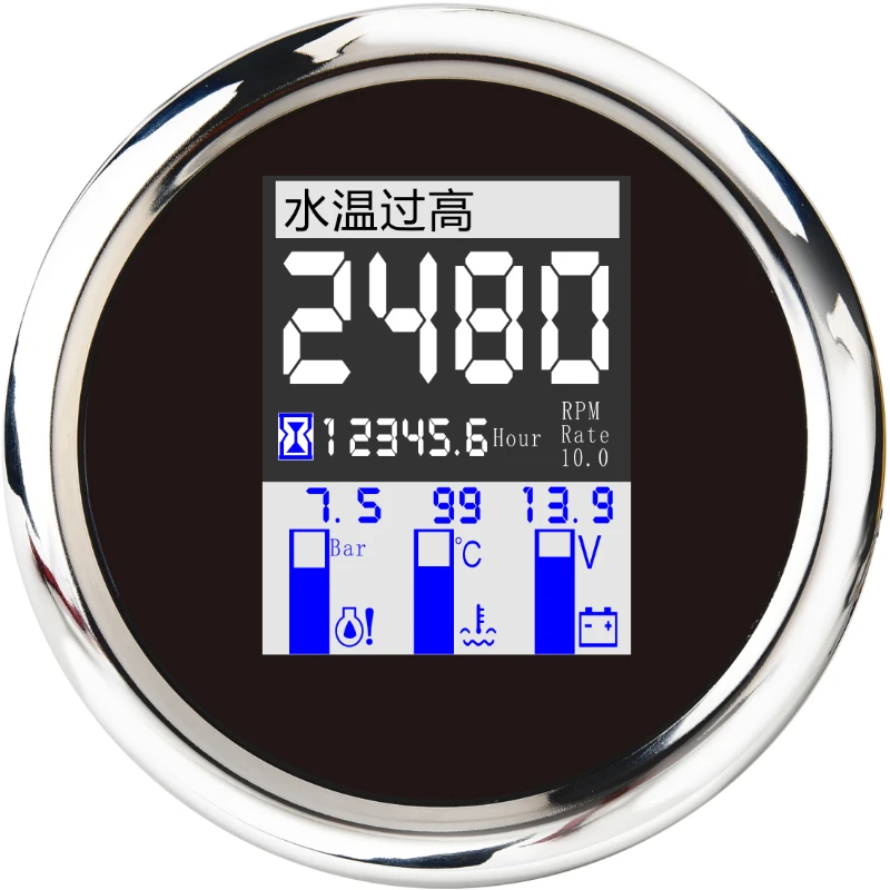 

85mm 4 in 1 Combination Meter TFT Screen NMEA2000 Instrument With Tachometer Water Temperature And Voltage Fuel Gauge