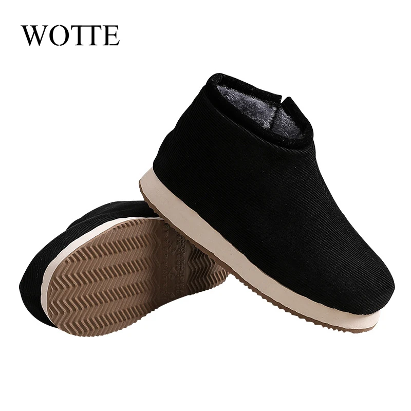 

New Men Winter Ankle Boots Unisex Plus Size 45 Casual Plush Shoes Boys Warm Velvet Sneakers Men Women Snow Boots 2022 Family