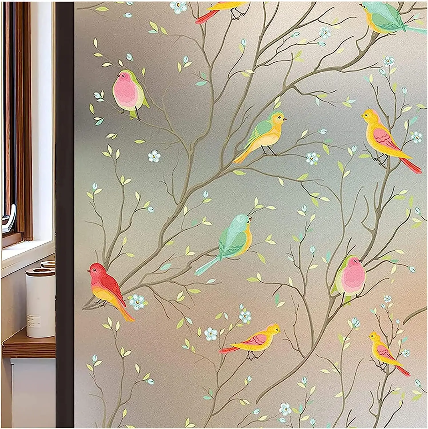 

YUNMIM Anti Look Window Privacy Film Stained Glass Film Non-Adhesive Static Cling Decorative Frosted Heat Blocker Vinyl