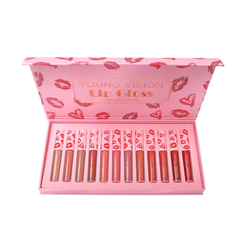 

YOUNG VISION 12Pcs Moisturizing Lipstick Gloss Easy To Wear Long Lasting Waterproof Sexy Lip