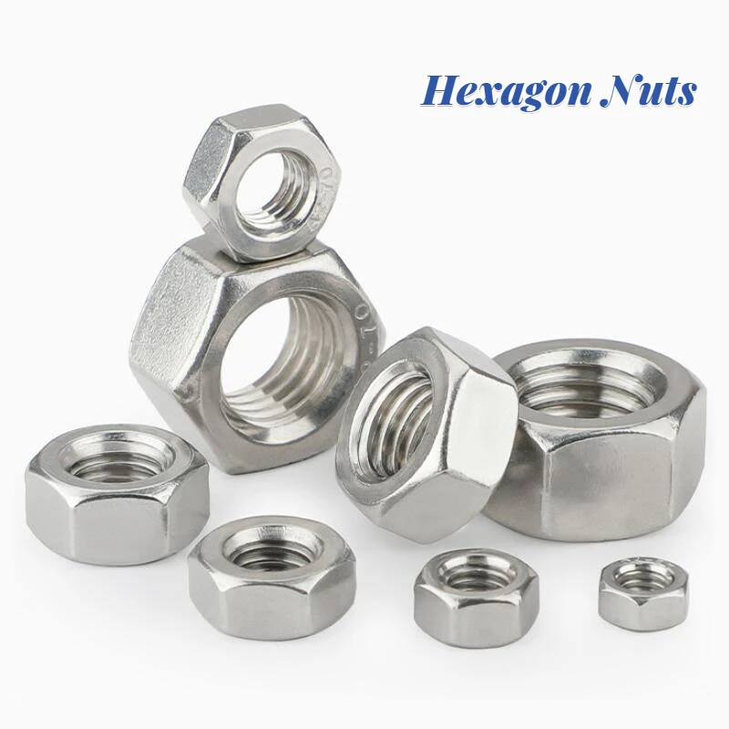 

1-100 PCS M3 M4 M5 M6 M8 M10 M12 M16-M30 201 Stainless Steel Nuts Hexagon Nuts Screw Cap Locking Complete