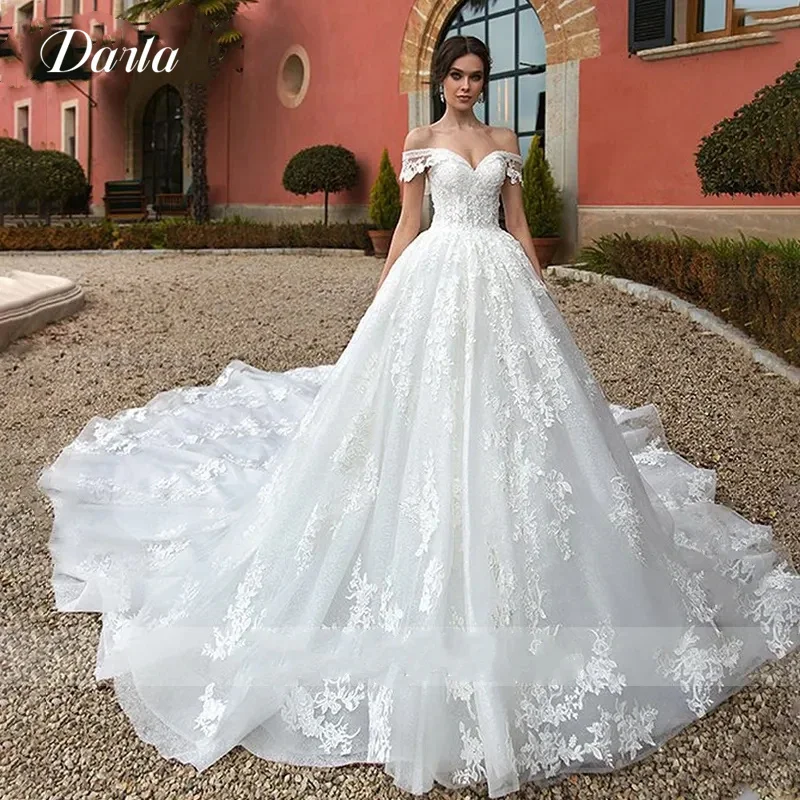 

Elegant Lace Tulle Ball Gown Wedding Dresses 2023 Sweetheart Lace Up Bride Gown Luxury Appleques Embroidery Pleat Princess Dress