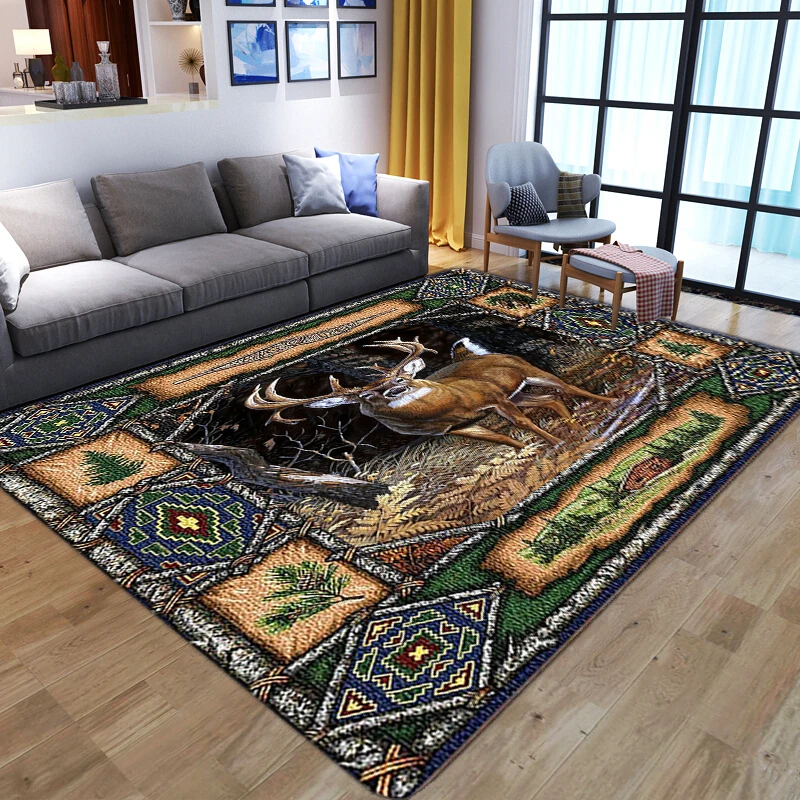 

3D Wild Deer Non-slip Rug Soft Large Carpets for Home Living Room Decoration Bedroom Bedside Sofa Area Rugs Child Game Floor Mat