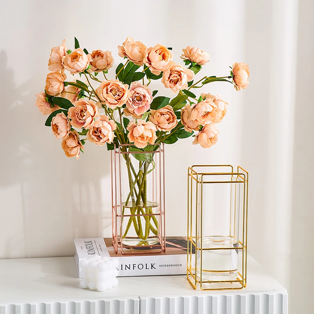 

Скандинавская железная художественная стеклянная ваза, домашний декор, цветочные вазы, украшение для комнаты, настольное украшение, горшок...