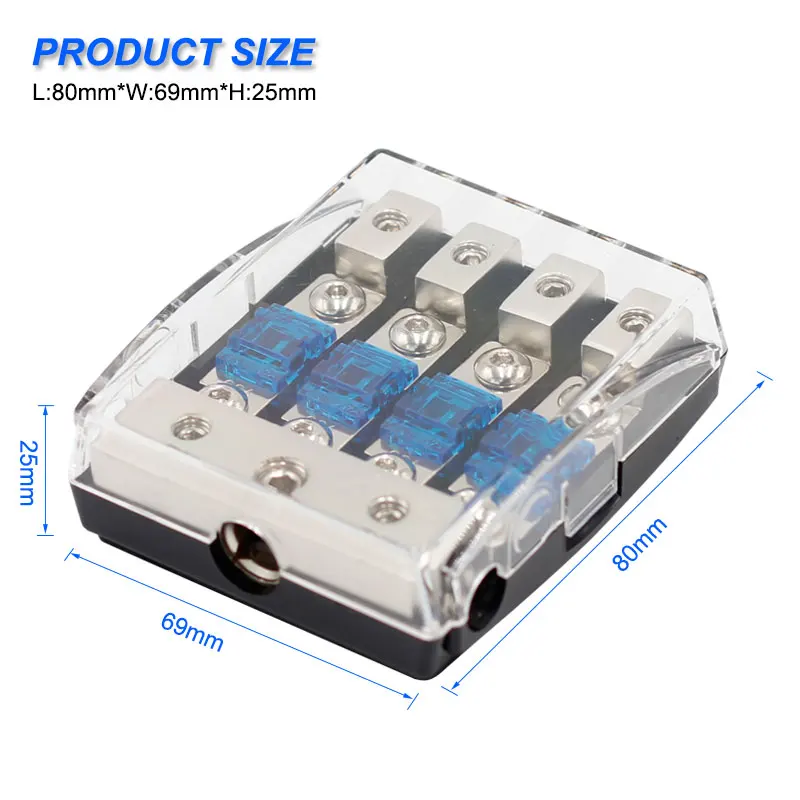 Синий мини блок предохранителей 12 в 60 А 4 комплекта цинковый сплав автомобильный