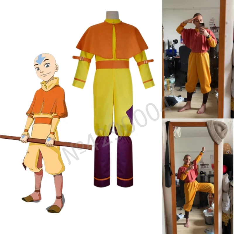 

Avatar Aang Cosplay Costume Halloween Carnival Suit Avatar The Last Airbender adult Anime Outfits uniforms