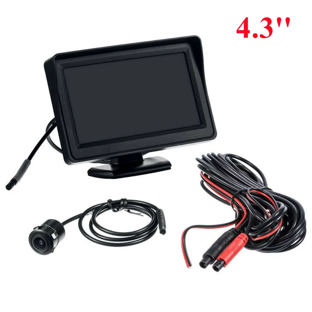 

4.3 Inch Car Monitor LCD Dispaly Universal Rearview Backup Camera Flodable Camera Monitor Cable Set DC 12V Free To Brazil