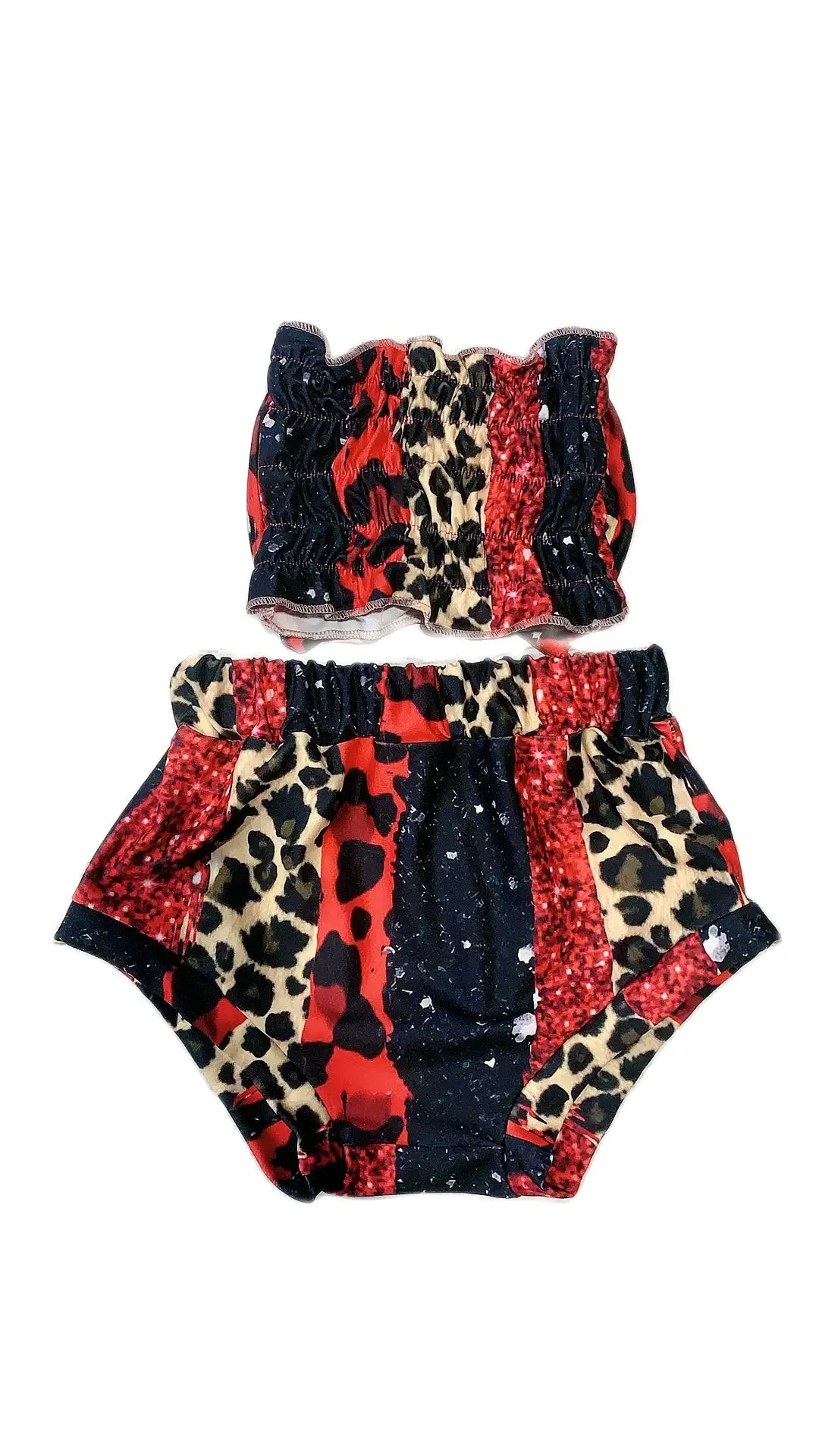 

Лидер продаж, шорты и головной убор для новорожденных, костюм для маленькой девочки с леопардовым принтом и мультяшным принтом, полипропиле...