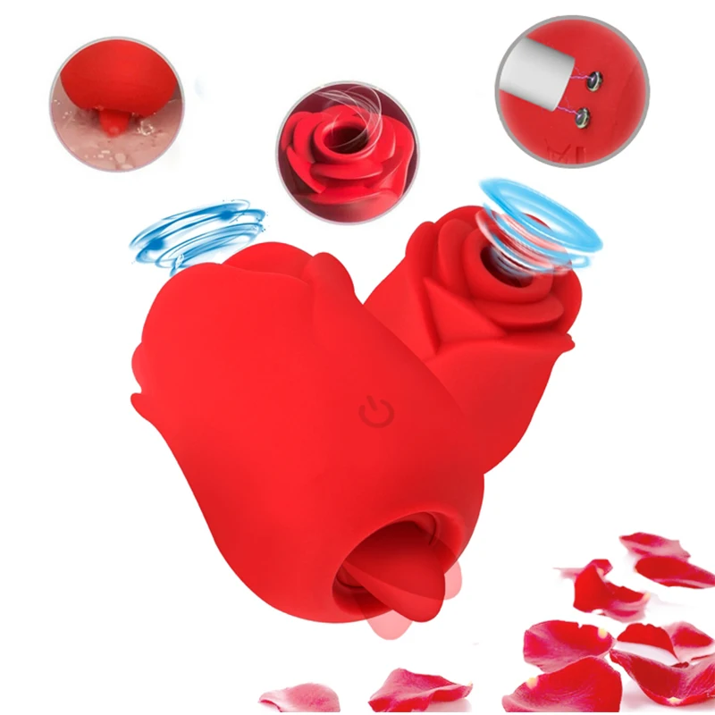 Секс-игрушка для женщин мощный клиторальный вибратор с черной розой лижущий язык