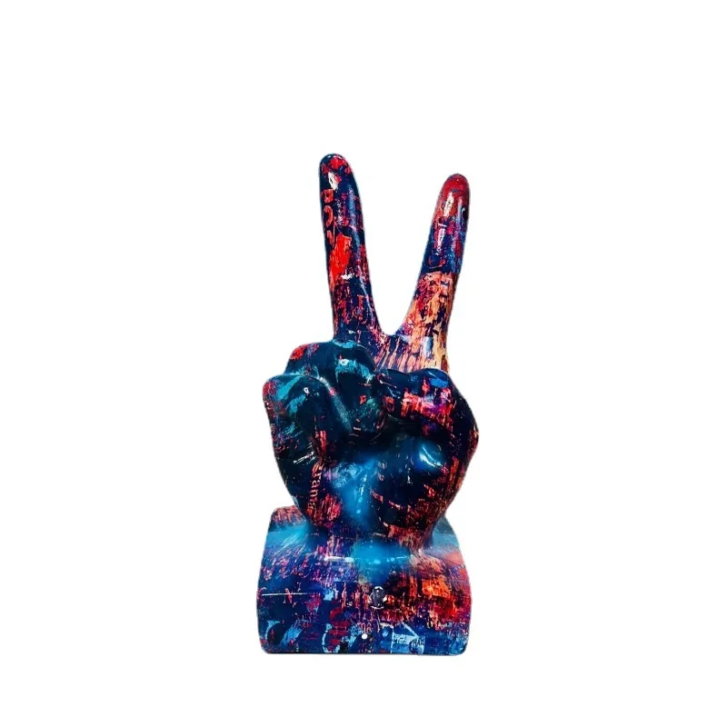 

Oil Painting Statue Victory Gesture Resin Figurines Artifact Home Decor Indoor Living Room Desktop Decoration Home
