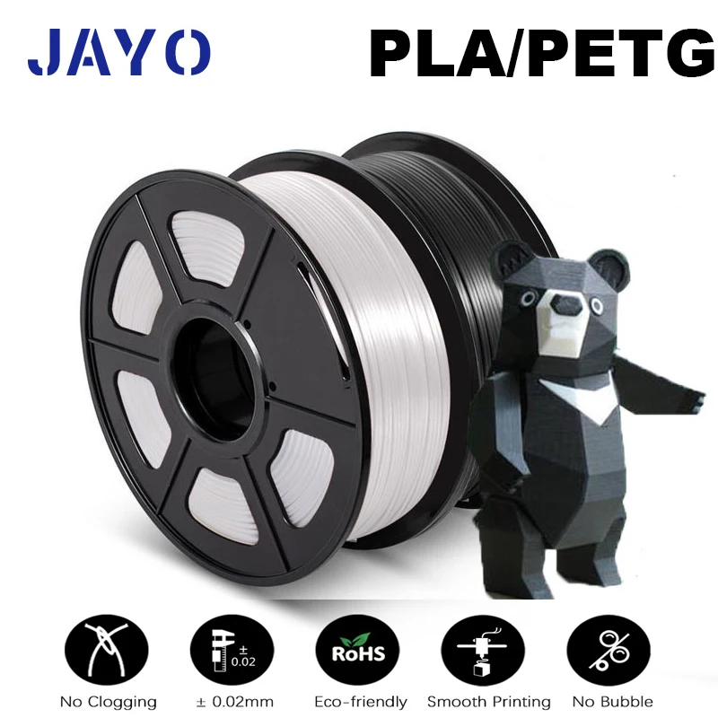 Фото Нить для 3D-принтера JAYO PLA/PETG/SILK/TPU/ABS, 1,75 мм, 2 рулона, материалы для 3d-печати для 3D-принтера, бесплатная доставка №1
