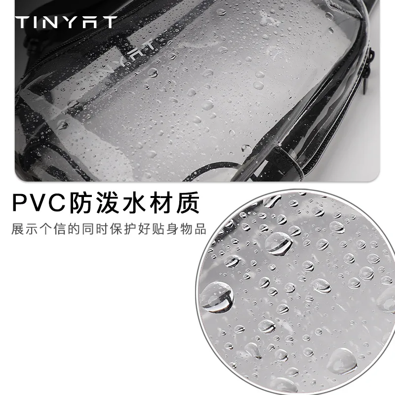 2022 new PVC chest bag transparent waterproof shoulder bag USB charging technology fashion trend crossbody bag