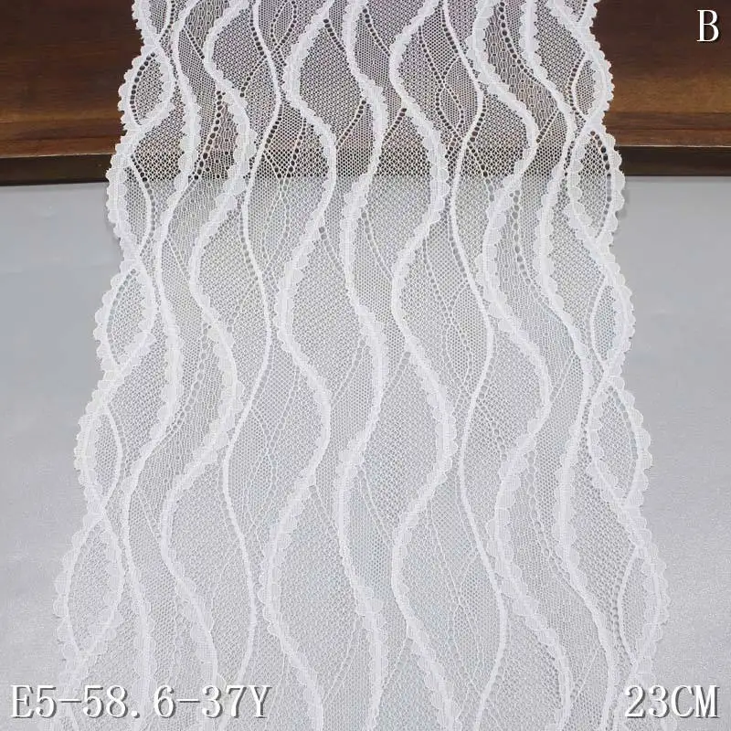 

50 ярдов, Модная белая эластичная кружевная отделка с волнистым изгибом, Размер 23 см, ткань для женщин