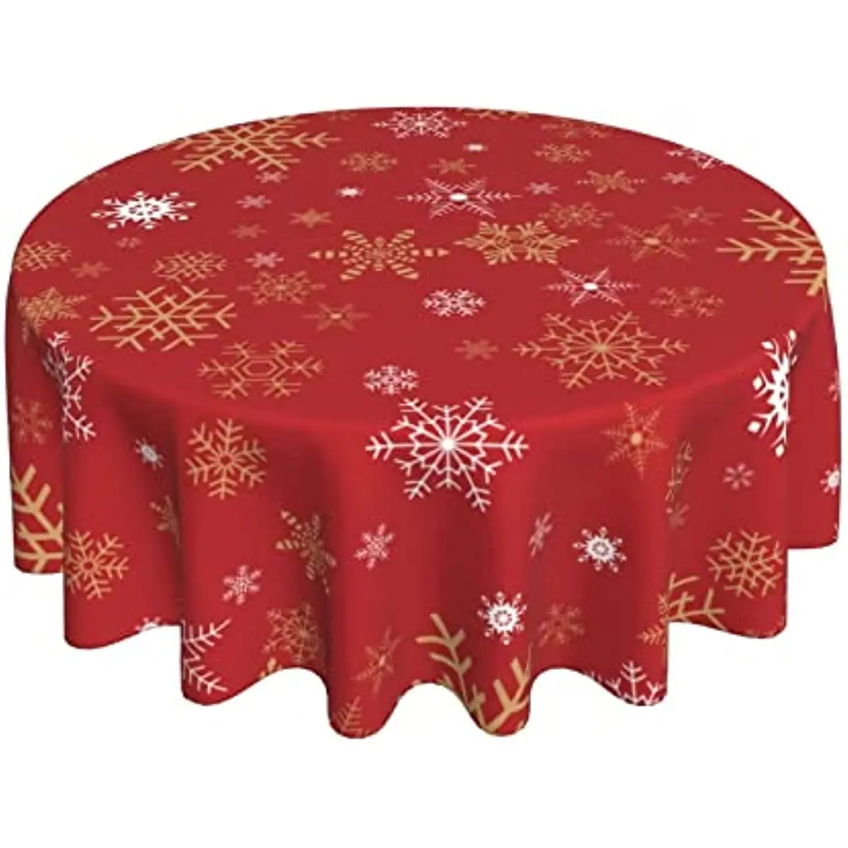 

Круглая Рождественская скатерть 60 дюймов, красная, золотая, зимняя, праздничная, Рождественская скатерть, водонепроницаемый, моющийся поли...