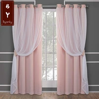 pink blackout curtains for living room curtain for bedroom backdrop gray thermal insulated girls windows treatments white sheer