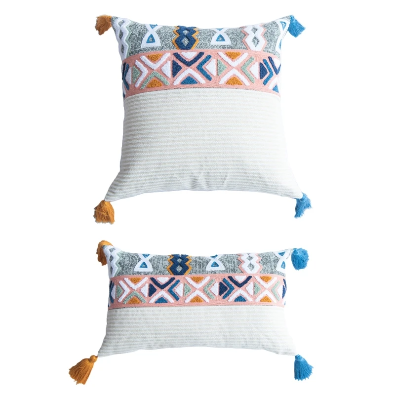 

F3KA Boho Throw Pillow Covers for Bed Bedroom Plush Geometric Patterns Soft Cushion Cover Pillow Case 12x20in 18x18in