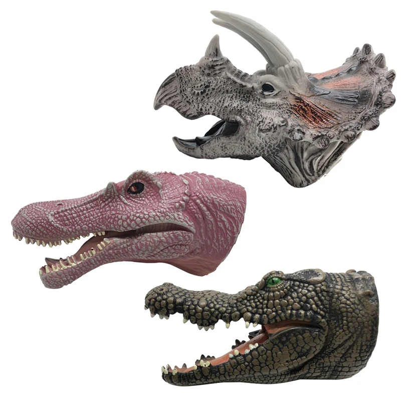 

Soft Vinyl Rubber Animal Head Hand Puppet Toys Model Gift Dinosaur Hand Puppet Toys For Children