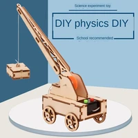 manual diy wood craft puzzles crane assembly models toys technology electronic construction project for school children boy