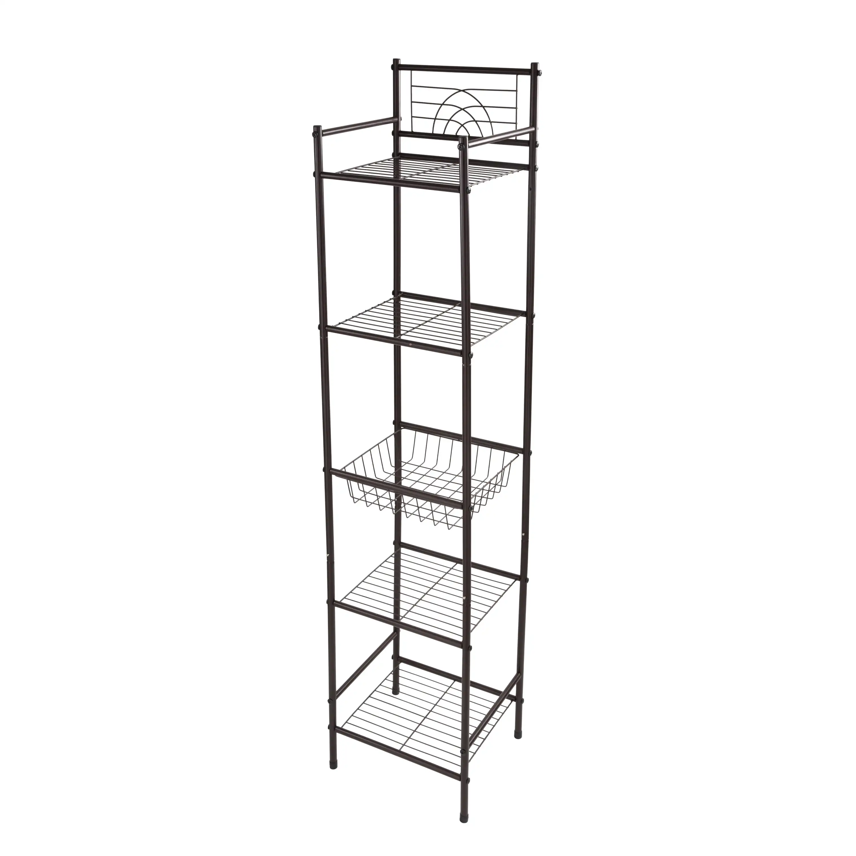 

11.61"W x 12.99"D 58.46"H 5-Shelf Storage Shelf, Bronze Shelfs Toilet Space Saver Cabinet
