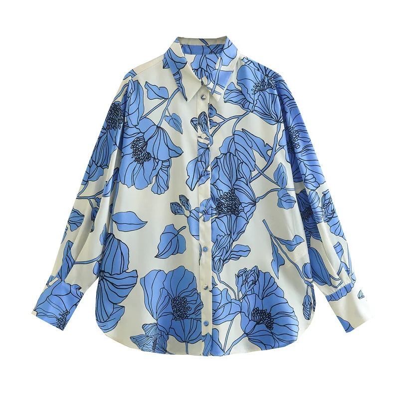 RDMQ 2023 Women Fashion Floral Print Flowy Shirts Vintage Long Sleeve Front Button Female Blouses Blusas Chic Tops
